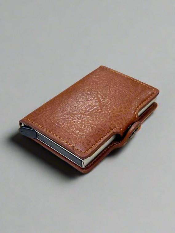 Sleekfolio-Button RFID Cardholder - PU Leather